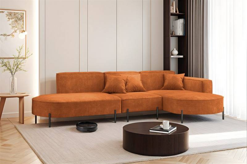 Fun Möbel Ecksofa Sofa VALENCIA mit Ottomane in Stoff Noel, Ottomane Links oder Rechts, für Saugroboter geeignet von Fun Möbel