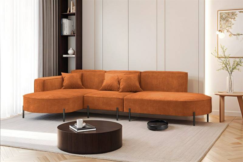 Fun Möbel Ecksofa Sofa VALENCIA mit Ottomane in Stoff Noel, Ottomane Links oder Rechts, für Saugroboter geeignet von Fun Möbel