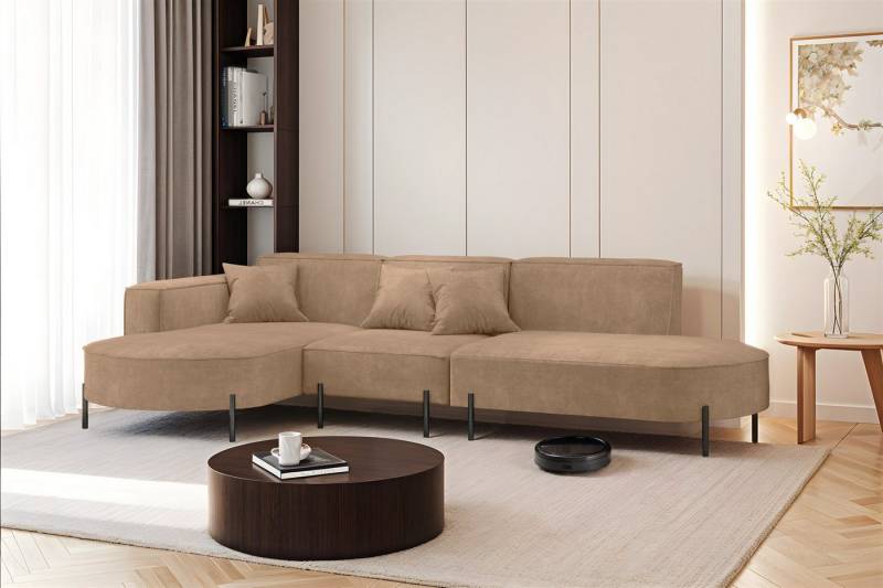 Fun Möbel Ecksofa Sofa VALENCIA mit Ottomane in Stoff Noel, Ottomane Links oder Rechts, für Saugroboter geeignet von Fun Möbel