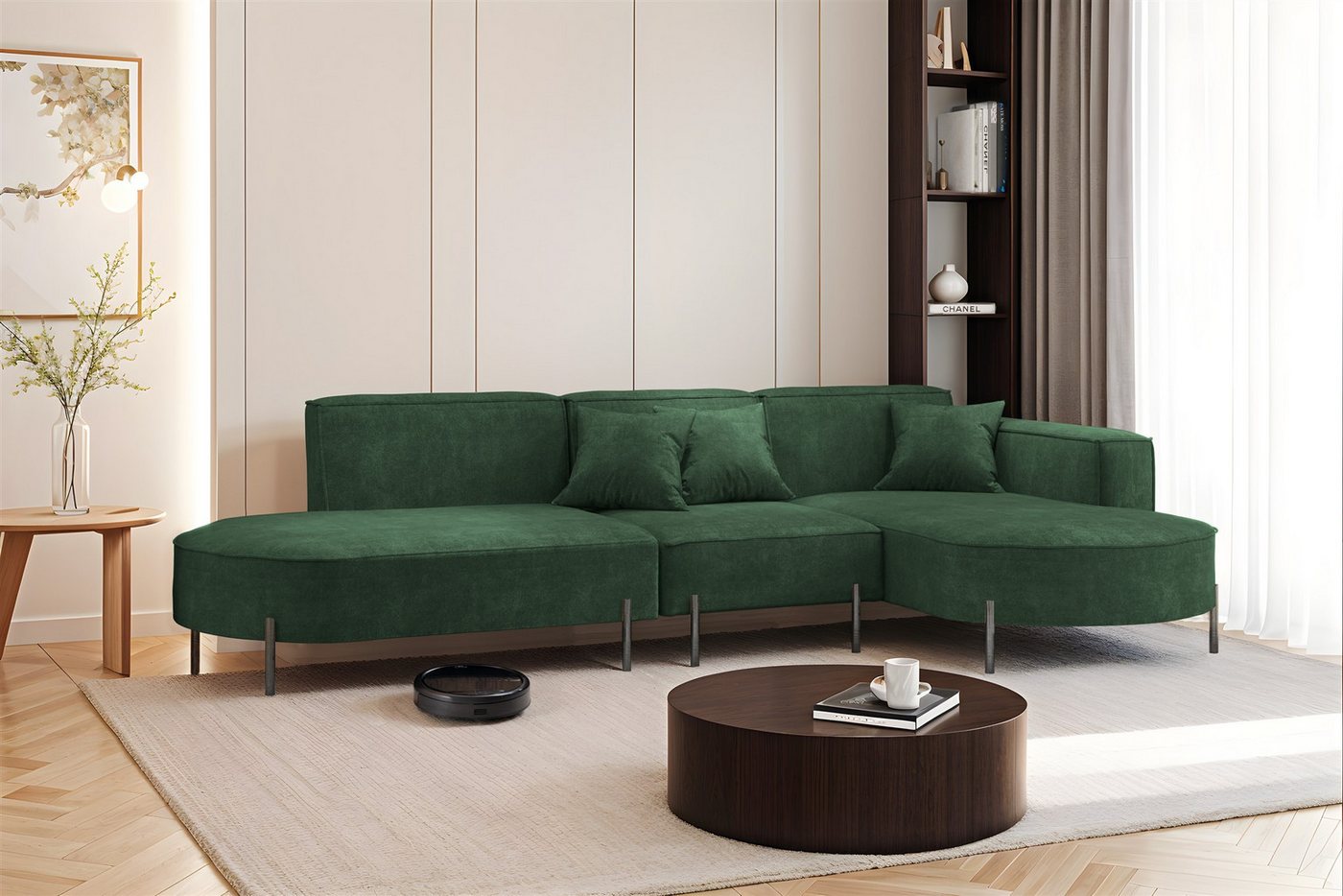 Fun Möbel Ecksofa Sofa VALENCIA mit Ottomane in Stoff Noel, Ottomane Links oder Rechts, für Saugroboter geeignet Fun Möbel Ecksofa Sofa VALENCIA mit Ottomane in Stoff Noel, Ottomane Links oder Rechts, für Saugroboter geeignet von Fun Möbel