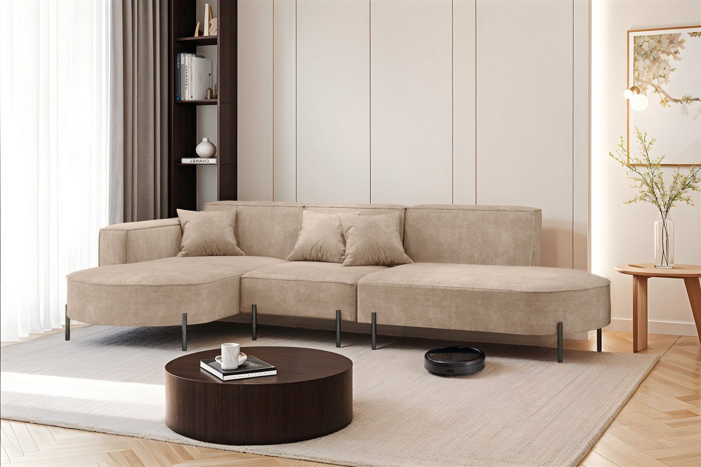 Fun Möbel Ecksofa Sofa VALENCIA mit Ottomane in Stoff Noel, Ottomane Links oder Rechts, für Saugroboter geeignet Fun Möbel Ecksofa Sofa VALENCIA mit Ottomane in Stoff Noel, Ottomane Links oder Rechts, für Saugroboter geeignet von Fun Möbel