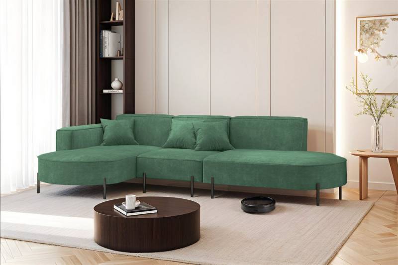 Fun Möbel Ecksofa Sofa VALENCIA mit Ottomane in Stoff Noel, Ottomane Links oder Rechts, für Saugroboter geeignet von Fun Möbel