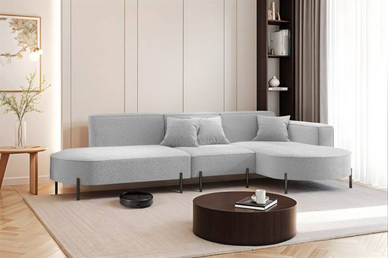 Fun Möbel Ecksofa Sofa VALENCIA mit Ottomane in Stoff Quelle, Ottomane Links oder Rechts, für Saugroboter geeignet von Fun Möbel