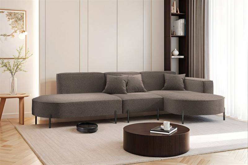 Fun Möbel Ecksofa Sofa VALENCIA mit Ottomane in Stoff Quelle, Ottomane Links oder Rechts, für Saugroboter geeignet von Fun Möbel
