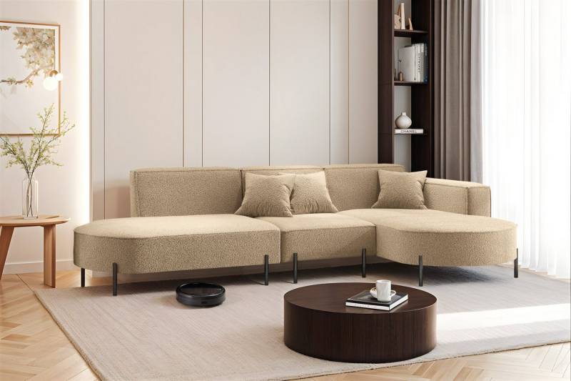 Fun Möbel Ecksofa Sofa VALENCIA mit Ottomane in Stoff Quelle, Ottomane Links oder Rechts, für Saugroboter geeignet von Fun Möbel