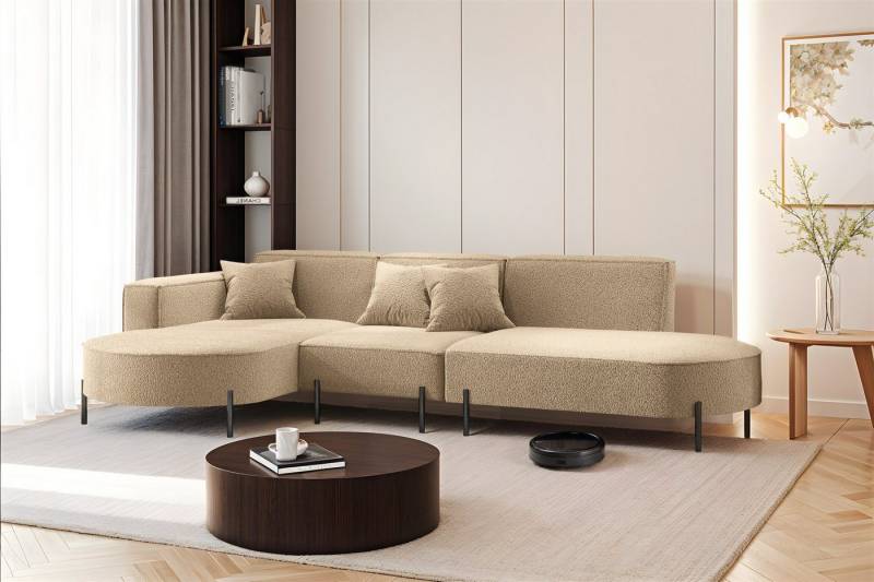 Fun Möbel Ecksofa Sofa VALENCIA mit Ottomane in Stoff Quelle, Ottomane Links oder Rechts, für Saugroboter geeignet von Fun Möbel