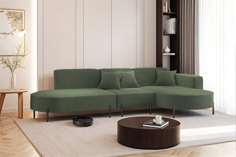 Fun Möbel Ecksofa Sofa VALENCIA mit Ottomane in Stoff Quelle, Ottomane Links oder Rechts, für Saugroboter geeignet von Fun Möbel