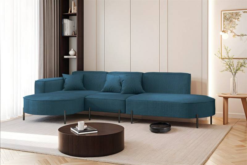 Fun Möbel Ecksofa Sofa VALENCIA mit Ottomane in Stoff Scala, Ottomane Links oder Rechts, für Saugroboter geeignet von Fun Möbel