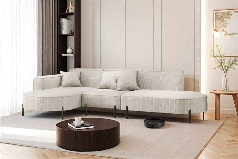 Fun Möbel Ecksofa Sofa VALENCIA mit Ottomane in Stoff Scala, Ottomane Links oder Rechts, für Saugroboter geeignet von Fun Möbel