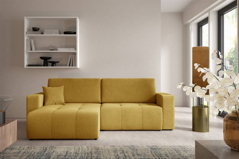 Fun Möbel Ecksofa Sofa mit Schlaffunktion AUGUSTO in Stoff Wind, Inkl. 2 Rücken und 1 Zierkissen von Fun Möbel
