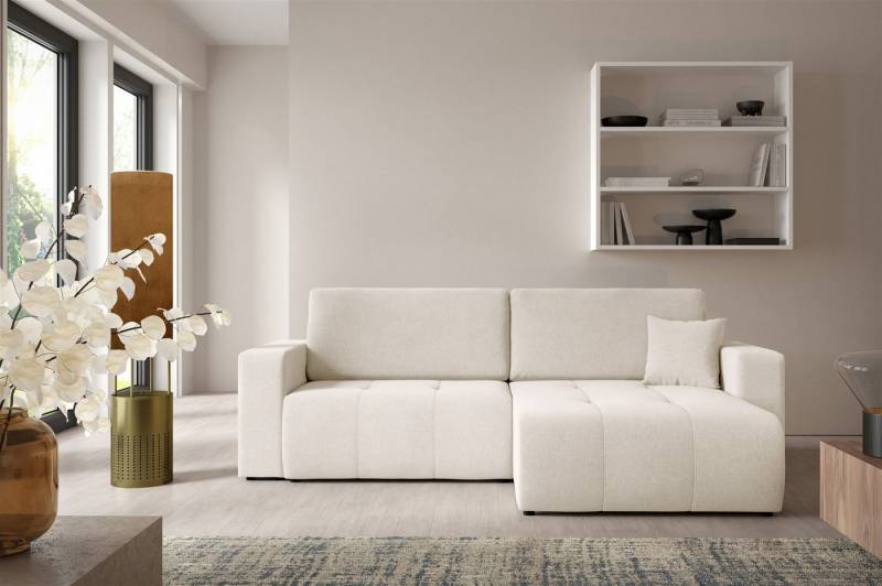 Fun Möbel Ecksofa Sofa mit Schlaffunktion FUN ERON in Stoff Wind, inkl. Bettkasten, Inkl. 2 x Rückenkissen und 1 x Zierkissen von Fun Möbel