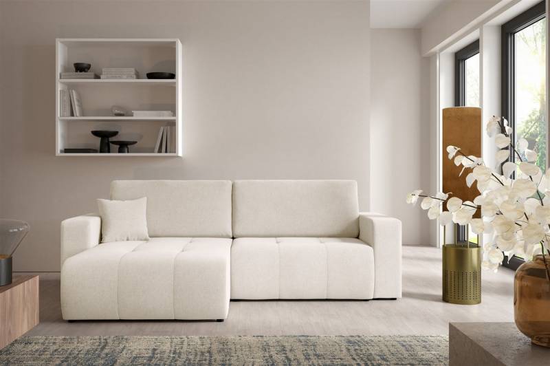 Fun Möbel Ecksofa Sofa mit Schlaffunktion FUN ERON in Stoff Wind, inkl. Bettkasten, Inkl. 2 x Rückenkissen und 1 x Zierkissen von Fun Möbel