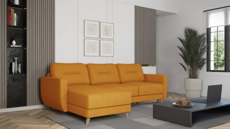 Fun Möbel Ecksofa Sofa mit Schlaffunktion MARLIES, Ottomane Rechts oder Links, Inkl. Schlaffunktion mit Bettkasten von Fun Möbel