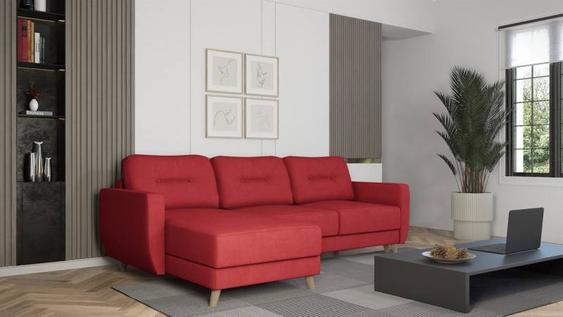 Fun Möbel Ecksofa Sofa mit Schlaffunktion MARLIES, Ottomane Rechts oder Links, Inkl. Schlaffunktion mit Bettkasten von Fun Möbel