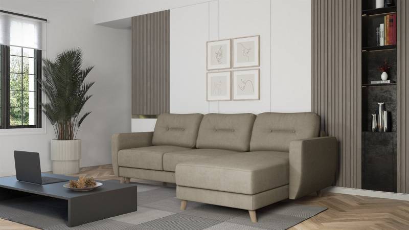 Fun Möbel Ecksofa Sofa mit Schlaffunktion MARLIES, Ottomane Rechts oder Links, Inkl. Schlaffunktion mit Bettkasten von Fun Möbel