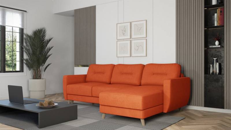 Fun Möbel Ecksofa Sofa mit Schlaffunktion MARLIES, Ottomane Rechts oder Links, Inkl. Schlaffunktion mit Bettkasten von Fun Möbel
