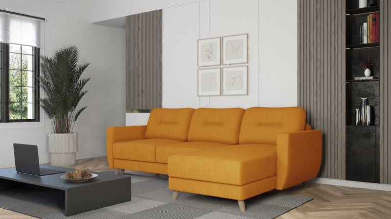 Fun Möbel Ecksofa Sofa mit Schlaffunktion MARLIES, Ottomane Rechts oder Links, Inkl. Schlaffunktion mit Bettkasten von Fun Möbel