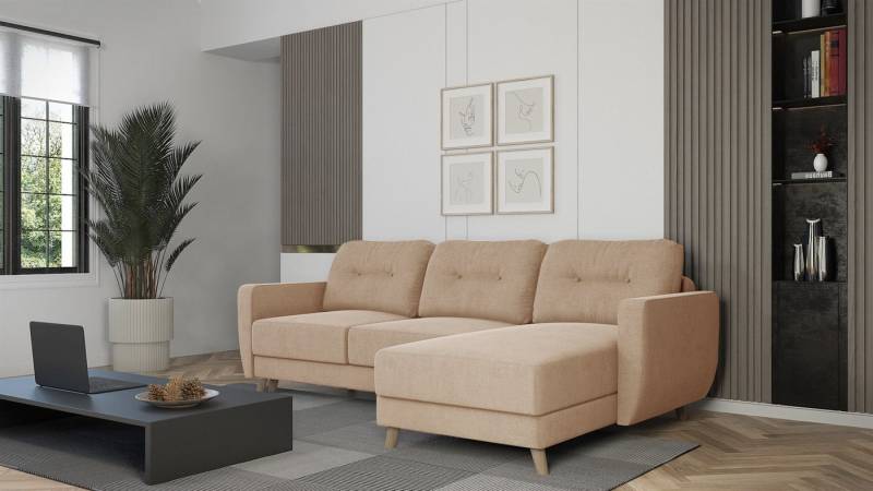 Fun Möbel Ecksofa Sofa mit Schlaffunktion MARLIES, Ottomane Rechts oder Links, Inkl. Schlaffunktion mit Bettkasten von Fun Möbel