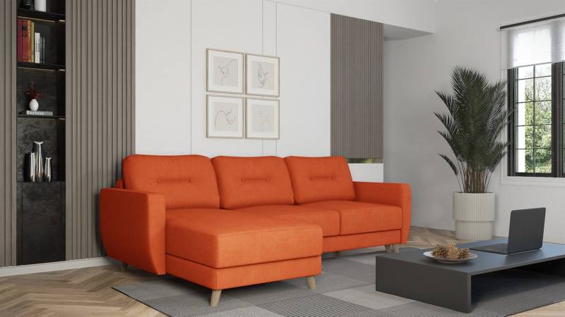 Fun Möbel Ecksofa Sofa mit Schlaffunktion MARLIES, Ottomane Rechts oder Links, Inkl. Schlaffunktion mit Bettkasten von Fun Möbel
