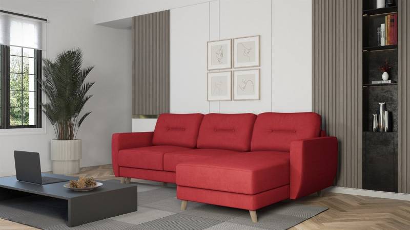 Fun Möbel Ecksofa Sofa mit Schlaffunktion MARLIES, Ottomane Rechts oder Links, Inkl. Schlaffunktion mit Bettkasten von Fun Möbel