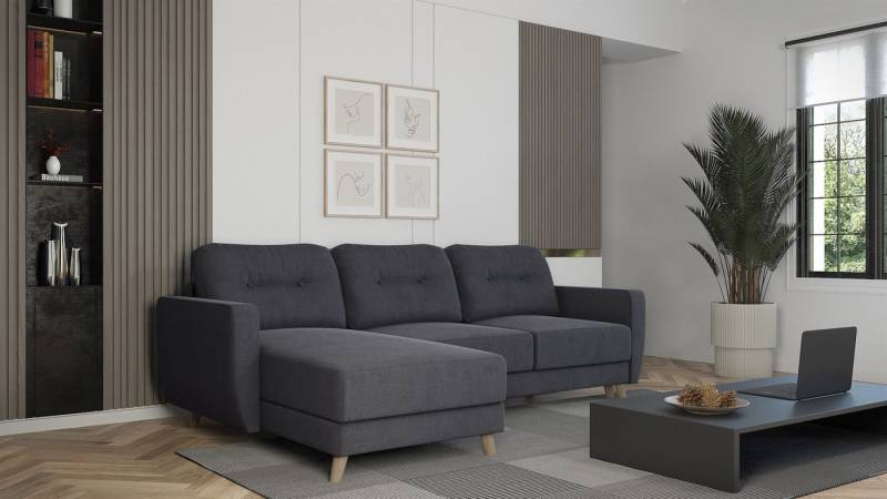 Fun Möbel Ecksofa Sofa mit Schlaffunktion MARLIES, Ottomane Rechts oder Links, Inkl. Schlaffunktion mit Bettkasten von Fun Möbel
