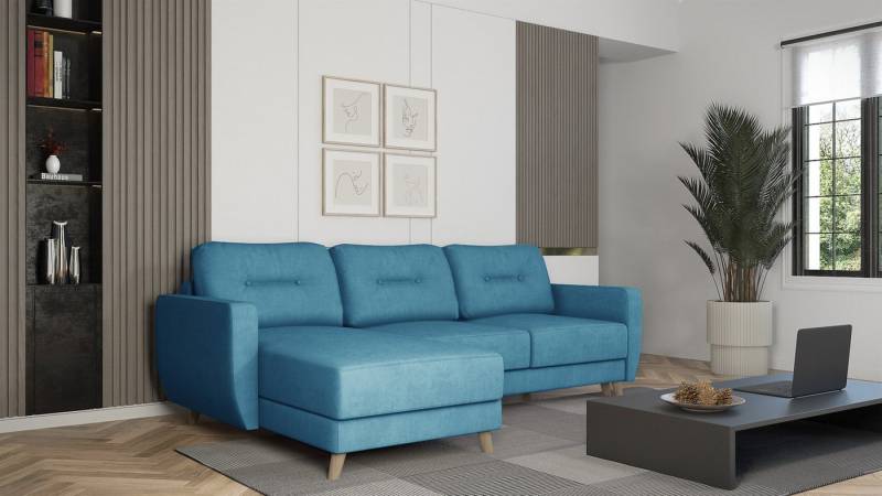 Fun Möbel Ecksofa Sofa mit Schlaffunktion MARLIES, Ottomane Rechts oder Links, Inkl. Schlaffunktion mit Bettkasten von Fun Möbel