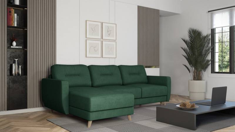 Fun Möbel Ecksofa Sofa mit Schlaffunktion MARLIES, Ottomane Rechts oder Links, Inkl. Schlaffunktion mit Bettkasten von Fun Möbel