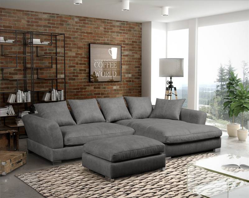 Fun Möbel Ecksofa TIZIAN in Stoff Salvador, inkl. 5 lose Rückenkissen, wahlweise mit oder ohne Polsterhocker Fun Möbel Ecksofa TIZIAN in Stoff Salvador, inkl. 5 lose Rückenkissen, wahlweise mit oder ohne Polsterhocker von Fun Möbel