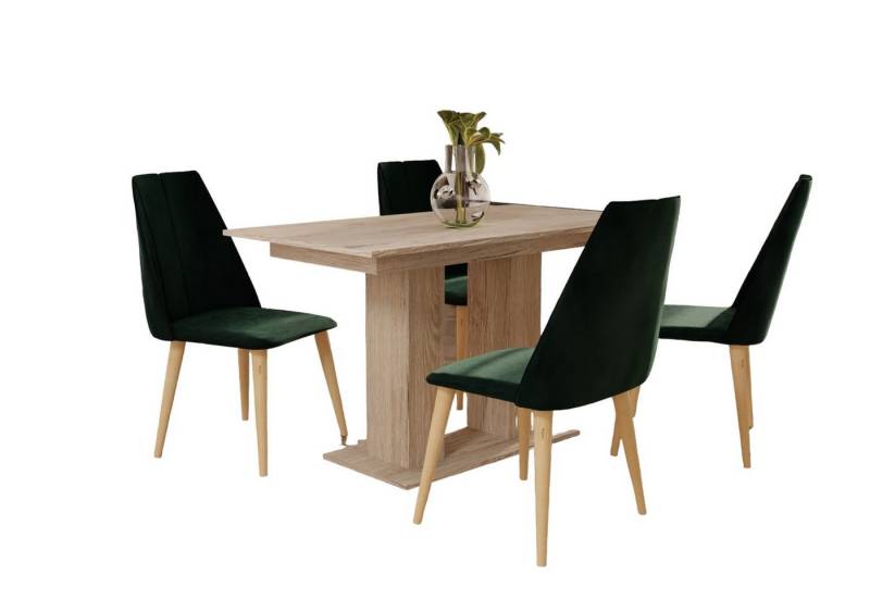 Fun Möbel Essgruppe Essgruppe CAROS mit 4 Stühlen und Tisch DANTE Sonoma, (5-tlg), ausziehbarer Tisch von Fun Möbel