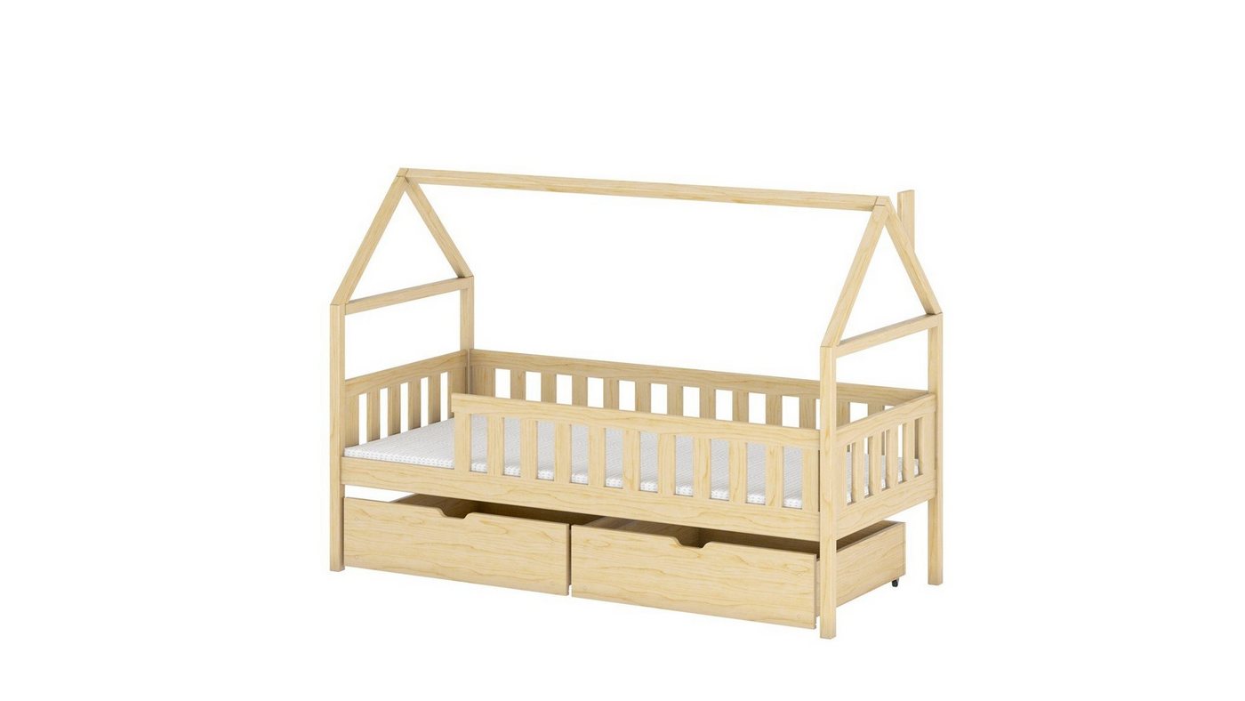 Fun Möbel Hausbett Kinderbett BLAIR (in vier Farben, inkl. Rausfallschutz), Inkl. Rollrost und 2 Schubkästen von Fun Möbel