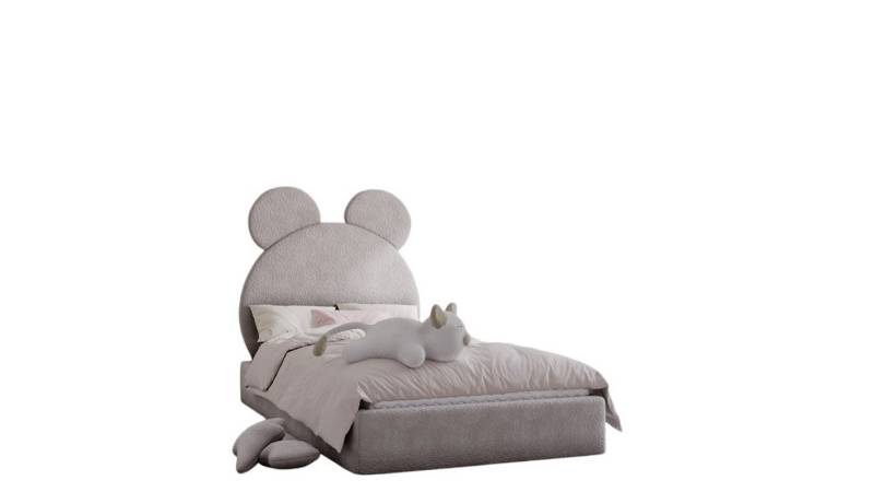 Fun Möbel Kinderbett Polsterbett Bett BÄRCHEN in Stoff Ascot Bukla (mit oder ohne Comfort-Plus Matratze), Kopfteil in Bärchenform von Fun Möbel
