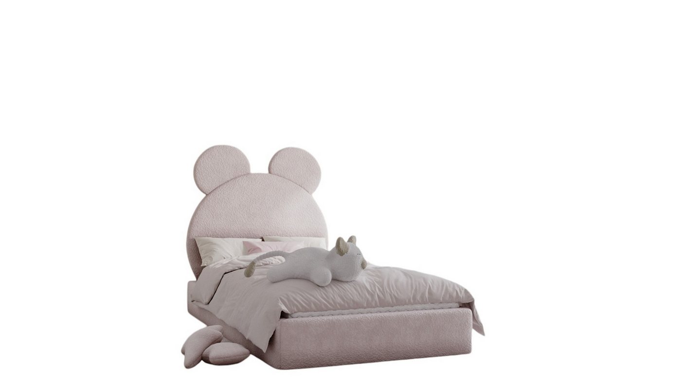 Fun Möbel Kinderbett Polsterbett Bett BÄRCHEN in Stoff Ascot Bukla (mit oder ohne Comfort-Plus Matratze), Kopfteil in Bärchenform von Fun Möbel