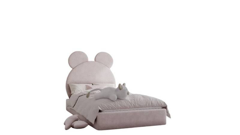 Fun Möbel Kinderbett Polsterbett Bett BÄRCHEN in Stoff Ascot Bukla (mit oder ohne Comfort-Plus Matratze), Kopfteil in Bärchenform von Fun Möbel