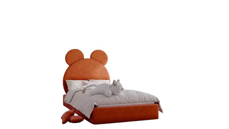 Fun Möbel Kinderbett Polsterbett Bett BÄRCHEN in Stoff Ascot Bukla (mit oder ohne Comfort-Plus Matratze), Kopfteil in Bärchenform von Fun Möbel
