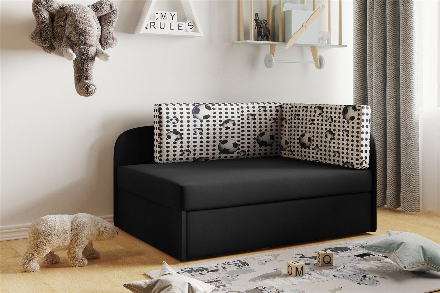 Fun Möbel Kindersofa Sofa Kindersofa Schlafsofa inkl. Bettkasten MAILO Seite Li o. Re, mit Schlaffunktion von Fun Möbel