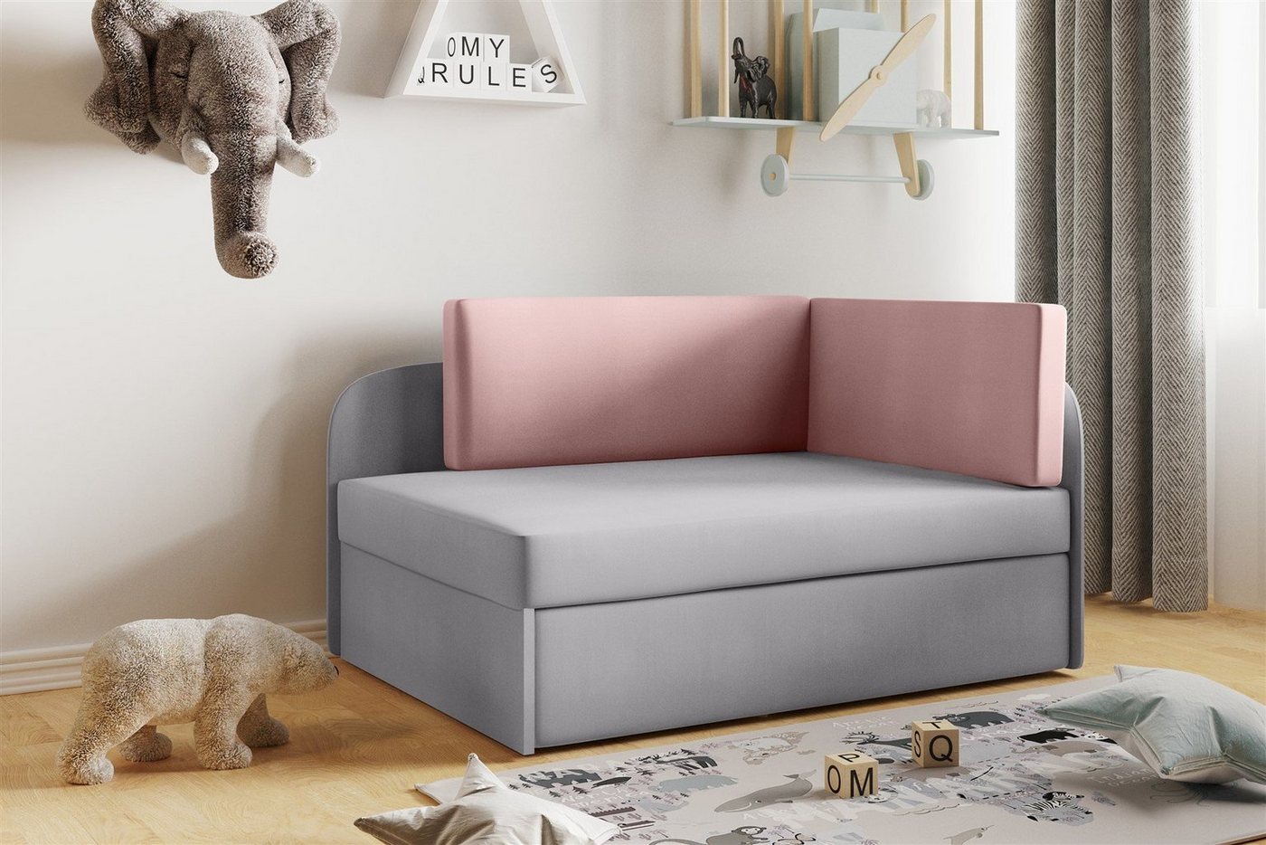 Fun Möbel Kindersofa Sofa Kindersofa Schlafsofa inkl. Bettkasten MAILO Seite Li o. Re, mit Schlaffunktion von Fun Möbel