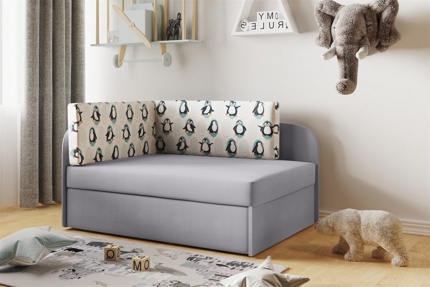 Fun Möbel Kindersofa Sofa Kindersofa Schlafsofa inkl. Bettkasten MAILO Seite Li o. Re, mit Schlaffunktion von Fun Möbel