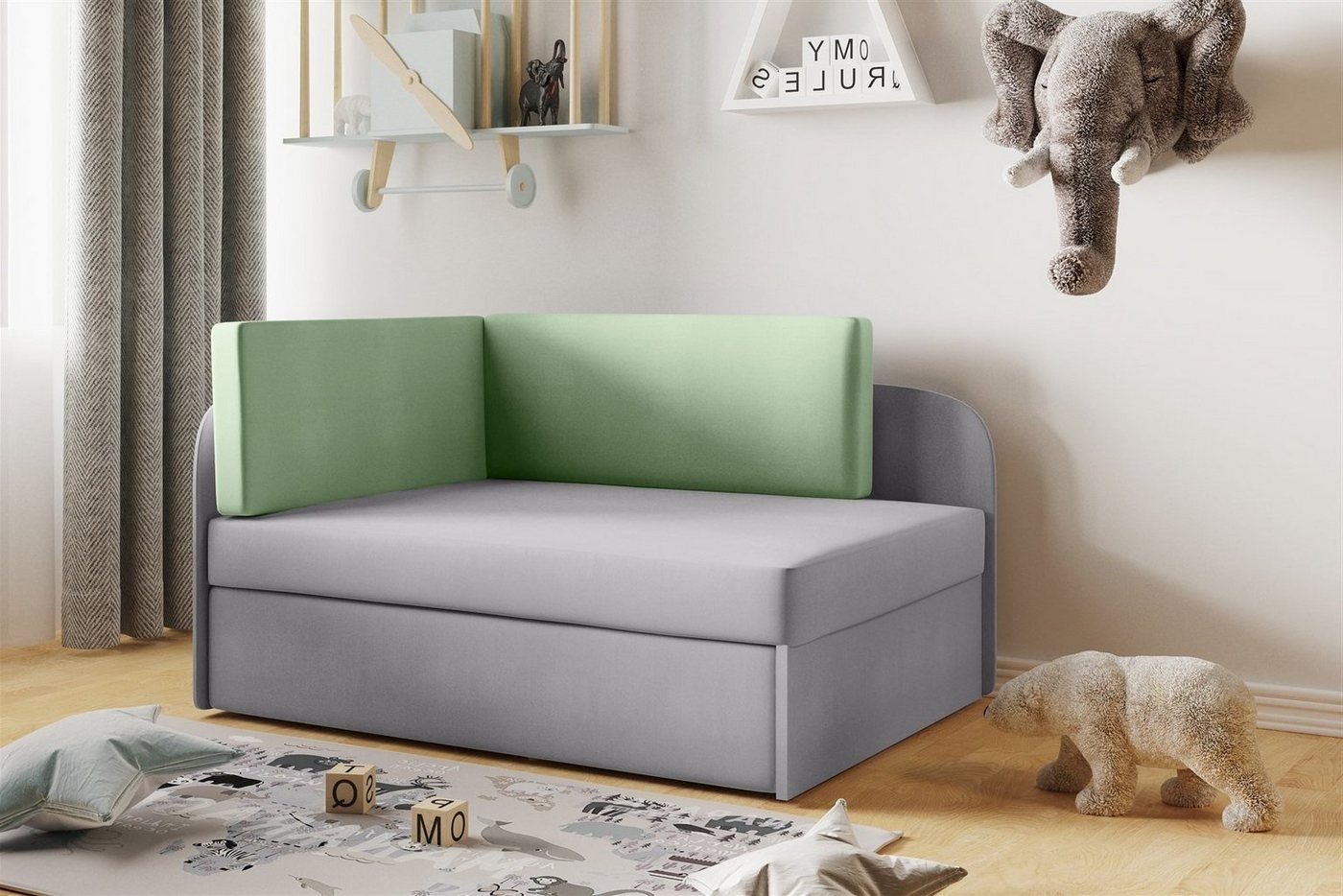 Fun Möbel Kindersofa Sofa Kindersofa Schlafsofa inkl. Bettkasten MAILO Seite Li o. Re, mit Schlaffunktion von Fun Möbel