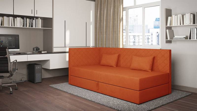 Fun Möbel Kindersofa Sofa Polsterliege LIANA in Stoff Opera Velvet, inkl. Bettkasten, Seitenwand kann rechts oder links montiert werden von Fun Möbel