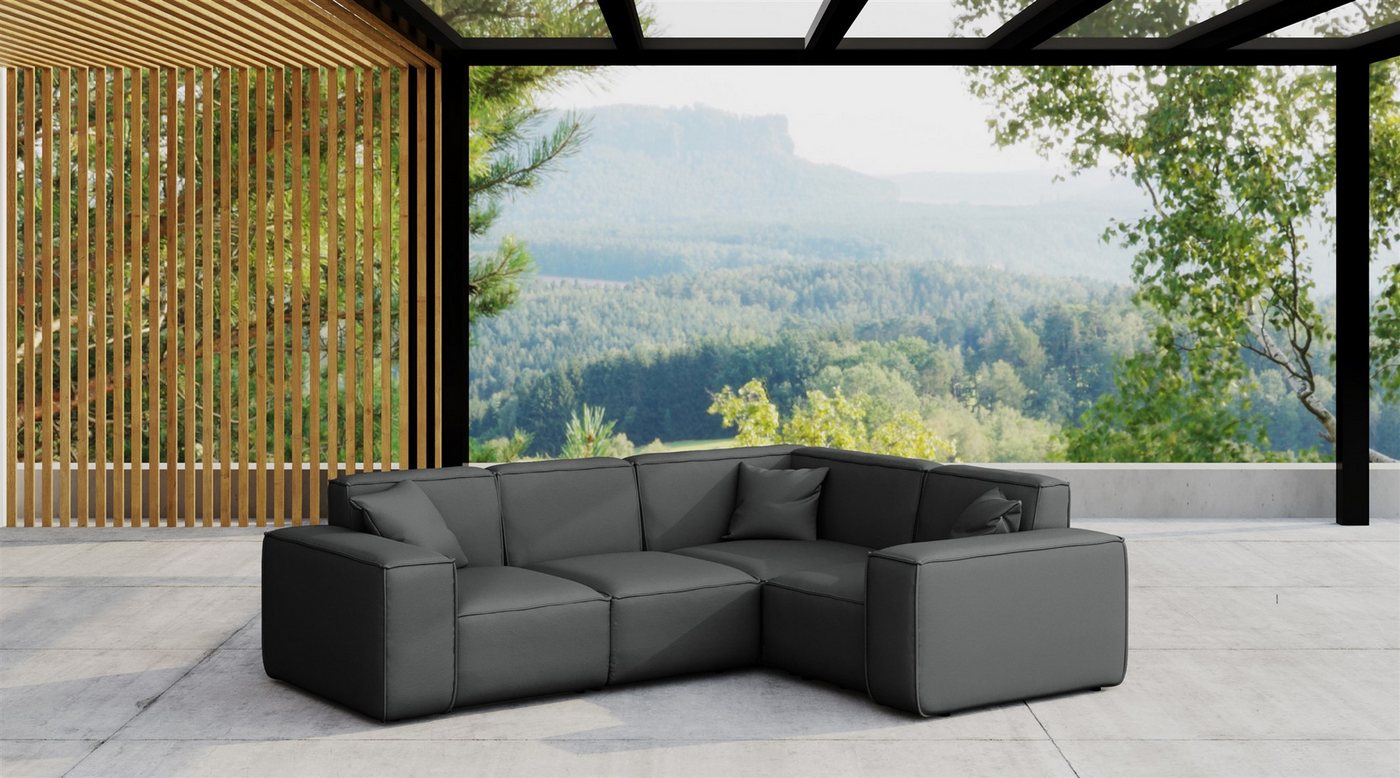 Fun Möbel Loungesofa Gartenmöbel Garten Ecksofa SUMMER, Kurzer Schenkel rechts oder links wählbar, Pflegeleichter und wetterfester Bezug von Fun Möbel