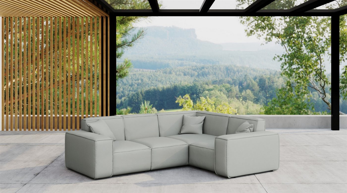 Fun Möbel Loungesofa Gartenmöbel Garten Ecksofa SUMMER, Kurzer Schenkel rechts oder links wählbar, Pflegeleichter und wetterfester Bezug von Fun Möbel