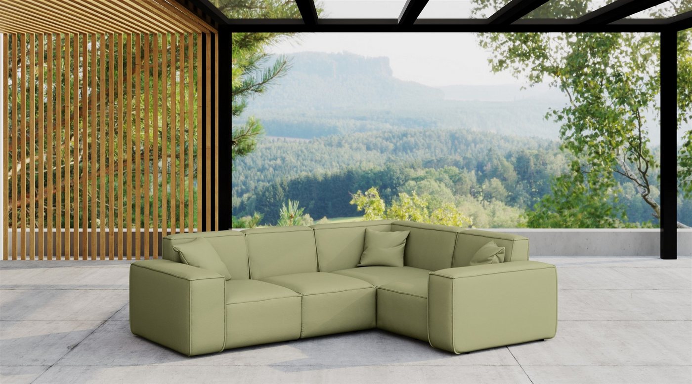 Fun Möbel Loungesofa Gartenmöbel Garten Ecksofa SUMMER, Kurzer Schenkel rechts oder links wählbar, Pflegeleichter und wetterfester Bezug von Fun Möbel