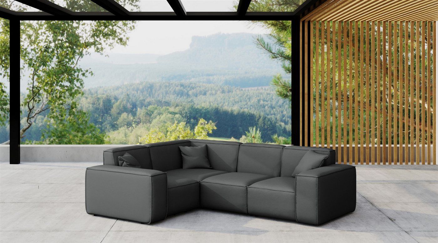 Fun Möbel Loungesofa Gartenmöbel Garten Ecksofa SUMMER, Kurzer Schenkel rechts oder links wählbar, Pflegeleichter und wetterfester Bezug von Fun Möbel