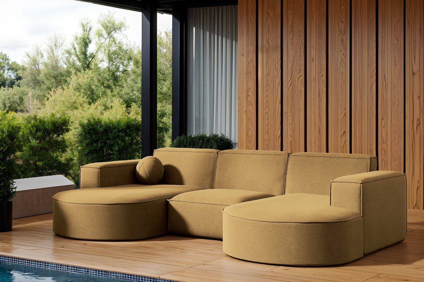 Fun Möbel Loungesofa Gartenmöbel Gartensofa Ecksofa U-Form FEDRA, inkl. 1 Zierkissen, Wetterfesterstoff Fun Möbel Loungesofa Gartenmöbel Gartensofa Ecksofa U-Form FEDRA, inkl. 1 Zierkissen, Wetterfesterstoff von Fun Möbel