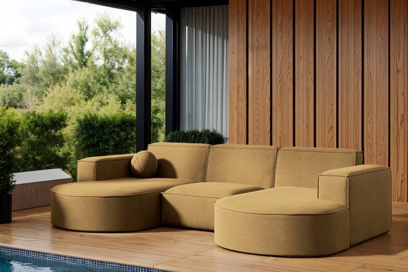 Fun Möbel Loungesofa Gartenmöbel Gartensofa Ecksofa U-Form FEDRA, inkl. 1 Zierkissen, Wetterfesterstoff von Fun Möbel