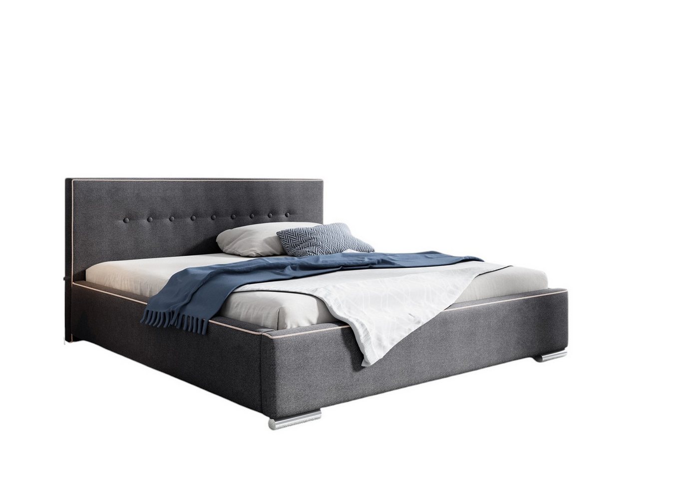 Fun Möbel Polsterbett Bett Doppelbett DEVIN Polyesterstoff (auch mit Matratze erhältlich), inkl. Lattenrost und Bettkasten von Fun Möbel