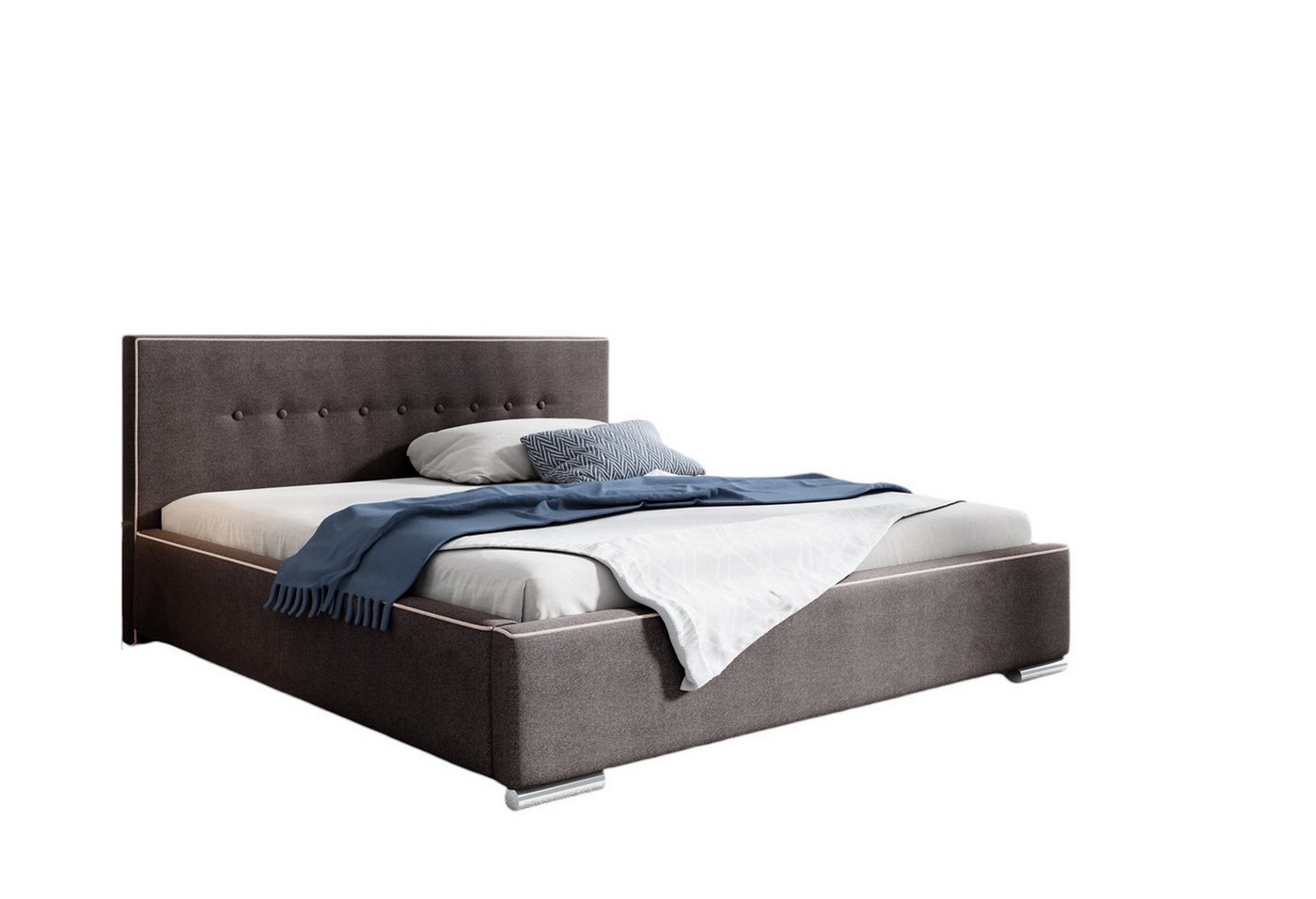 Fun Möbel Polsterbett Bett Doppelbett DEVIN Polyesterstoff (auch mit Matratze erhältlich), inkl. Lattenrost und Bettkasten von Fun Möbel