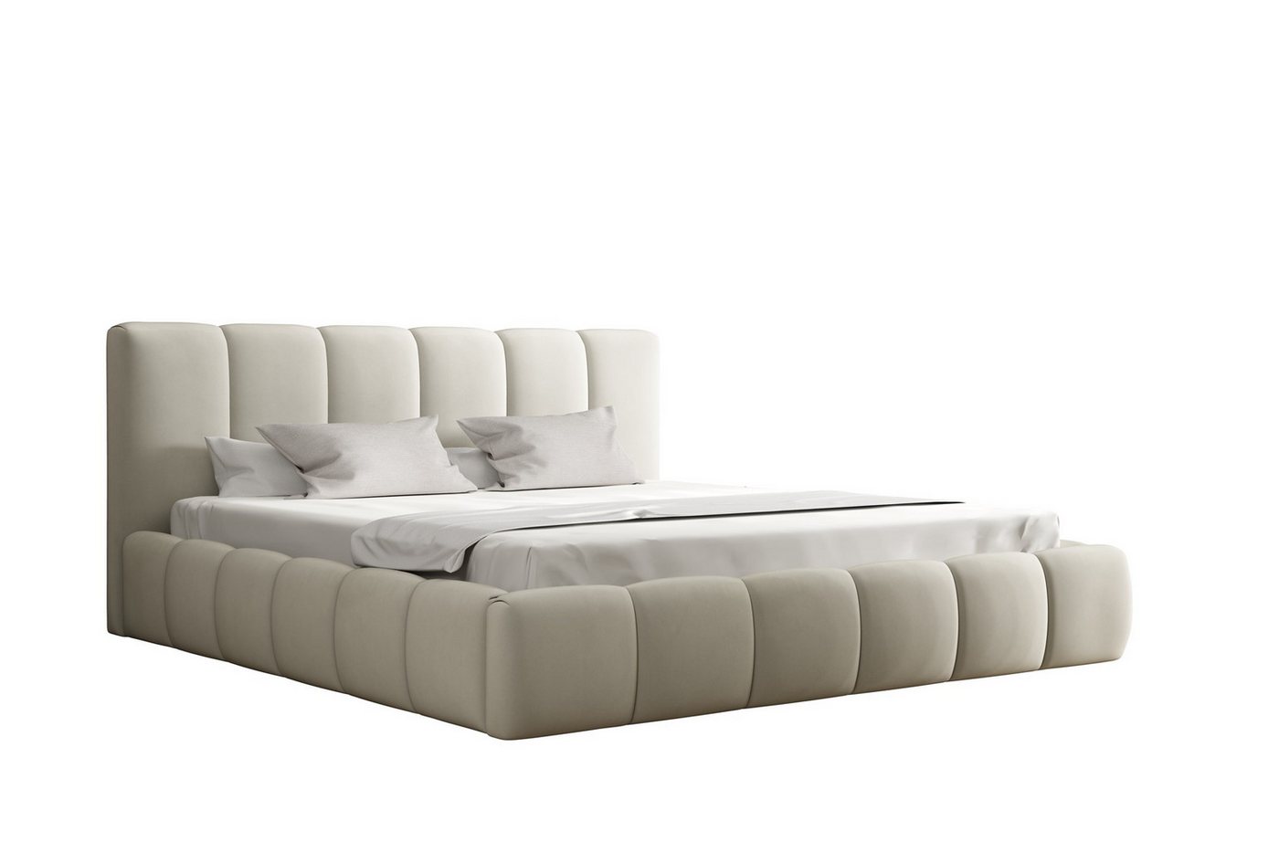 Fun Möbel Polsterbett Doppelbett GIULIA in Stoff (inkl. Holzlattenrost, in 2 Stoffen), inkl. Bettkasten, wählbar mit oder ohne Matratze von Fun Möbel