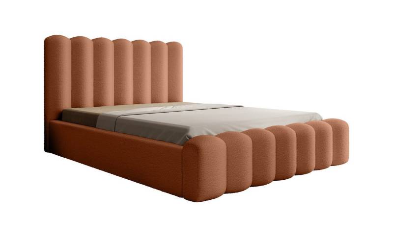 Fun Möbel Polsterbett Doppelbett MACON in Stoff Euphoria (Kopfteil mit Steppung und gepolsterter Korpus, Bonellfederkernmatratze wählbar), inkl. Lattenrost und Bettkasten von Fun Möbel