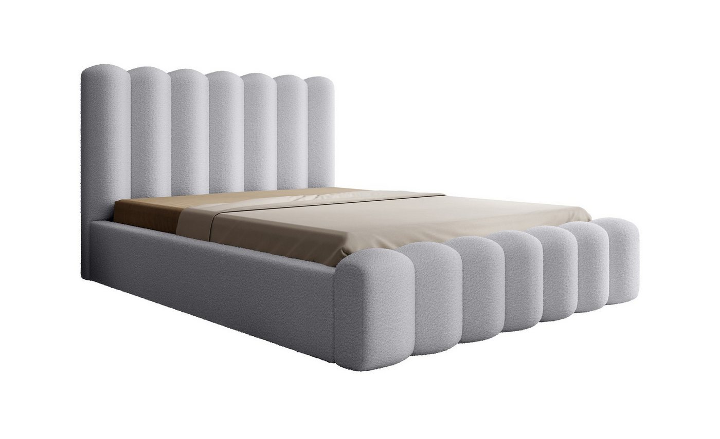 Fun Möbel Polsterbett Doppelbett MACON in Stoff Euphoria (Kopfteil mit Steppung und gepolsterter Korpus, Bonellfederkernmatratze wählbar), inkl. Lattenrost und Bettkasten von Fun Möbel